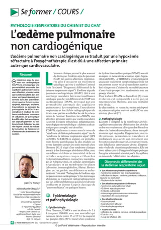L Oedeme Non Cardiogenique Chez Le Chien Et Le Chat