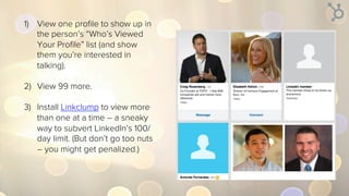1)  Visit a connection’s proﬁle.
2)  Click “tag” under the
Relationship tag.
3)  Tag the connection with a
speciﬁc group.
4)  Click “manage tags” to edit or
delete existing tags, or “add
new tag” to create new ones.
 