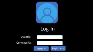 Log-In
Usuario:
Contraseña:
Ingresar Registrarse
 