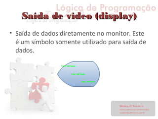 Saída de vídeo (display)Saída de vídeo (display)
• Saída de dados diretamente no monitor. Este
é um símbolo somente utilizado para saída de
dados.
 