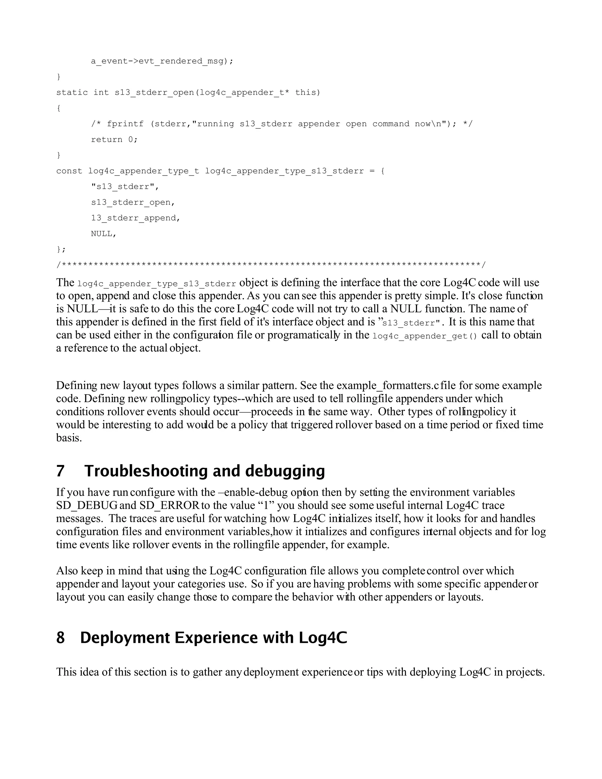 Log4 C Developers Guide