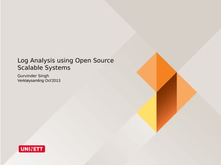 Log Analysis using Open Source
Scalable Systems
Gurvinder Singh
Verktøysamling Oct'2013

 