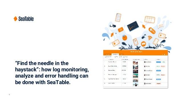 1
“Find the needle in the
haystack”: how log monitoring,
analyze and error handling can
be done with SeaTable.
 