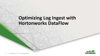 5 © Hortonworks Inc. 2011 – 2016. All Rights Reserved
Optimizing Log Ingest with
Hortonworks DataFlow
 