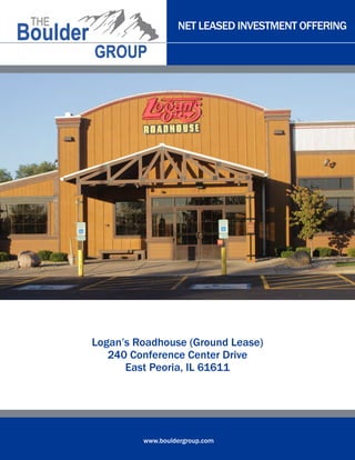 NET LEASED INVESTMENT OFFERING

Logan’s Roadhouse (Ground Lease)
240 Conference Center Drive
East Peoria, IL 61611

www.bouldergroup.com

 