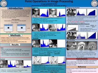Point Operations in Image Processing R.Logarajah(2005/SP/30) Department of Computer Science, University of Jaffna Histogram Equalization Brightness Introduction ,[object Object]