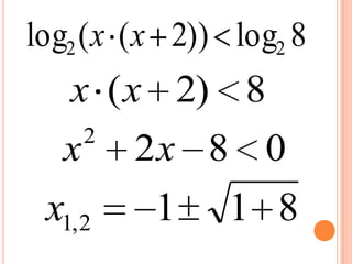 log2 ( x ( x 2)) log2 8
   x (x 2) 8
       2
   x       2x 8 0
 x1, 2     1    1 8
 