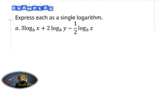 Express each as a single logarithm.
 