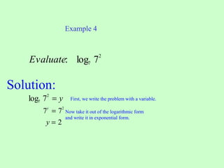 Logarithmic Functions | PPT