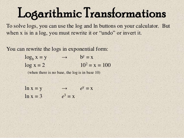 Logarithmic transformations