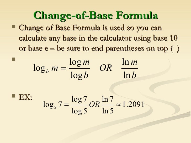 logarithms change base of examples equations Logarithms solve exponents and logarithms change base of examples equations Logarithms solve exponents and