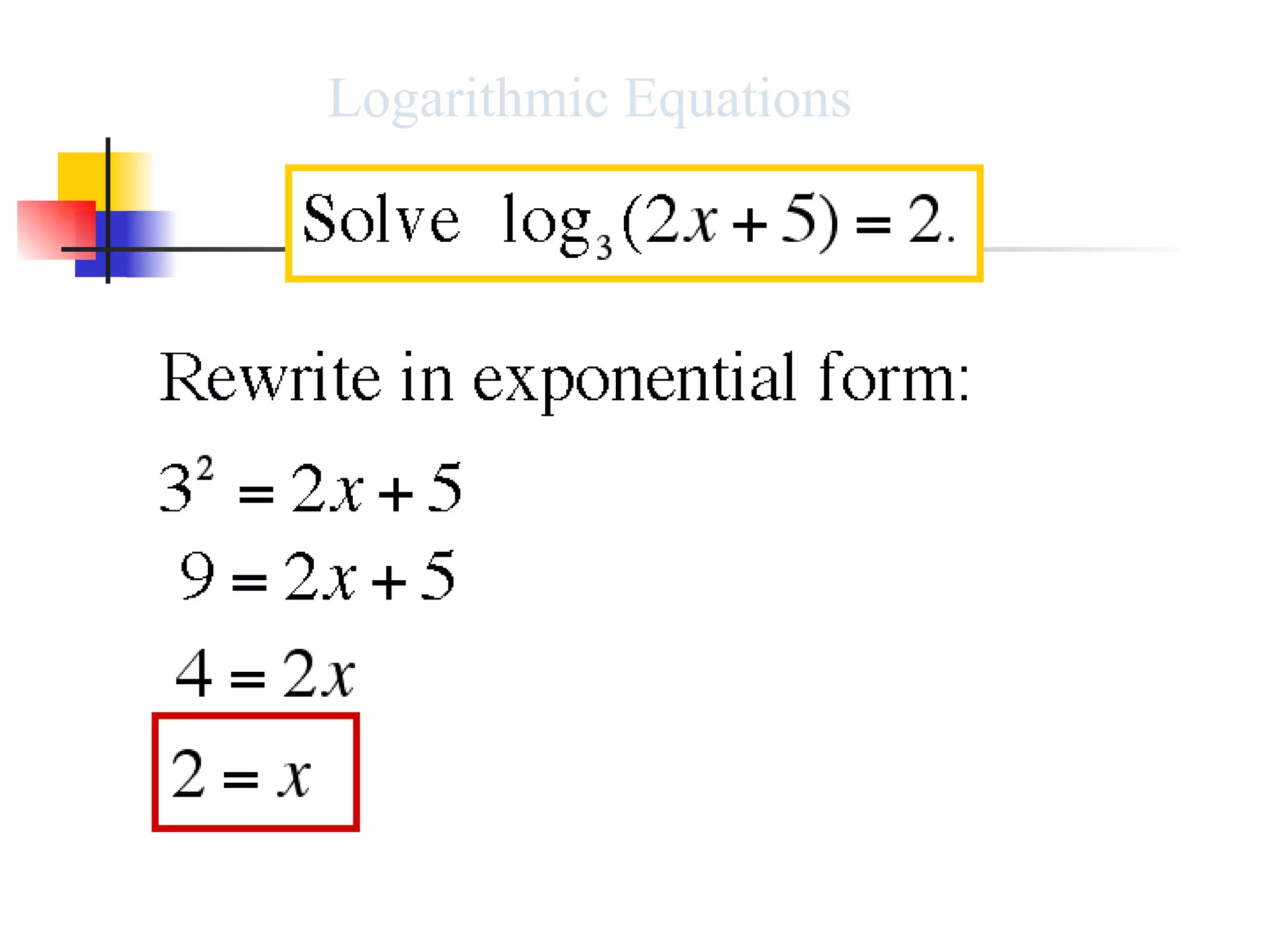 Logarithmic Equations 