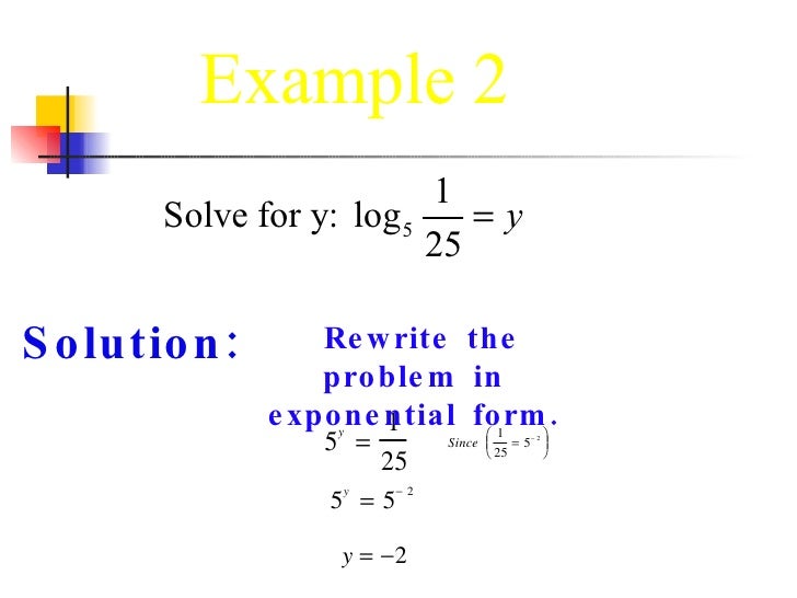 logarithms and logarithmic functions exponential form to logarithmic form