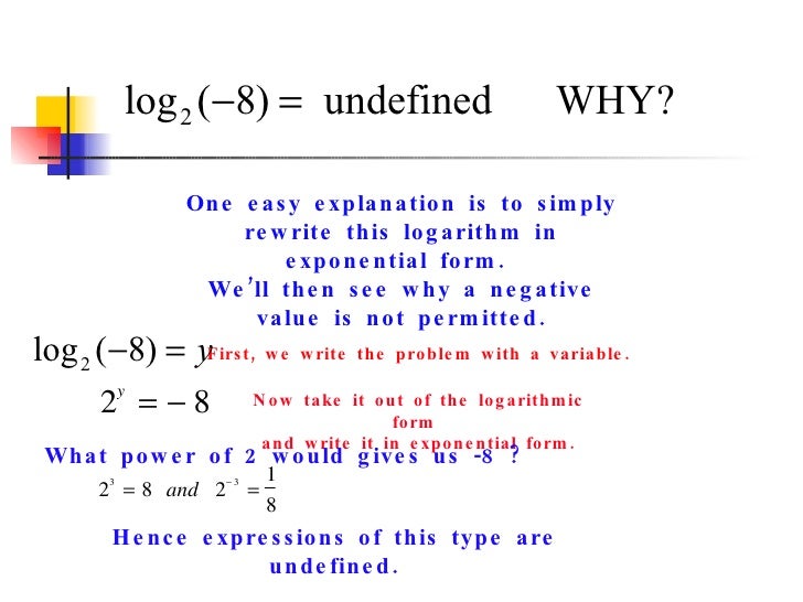 logarithms and logarithmic functions write logs in exponential form