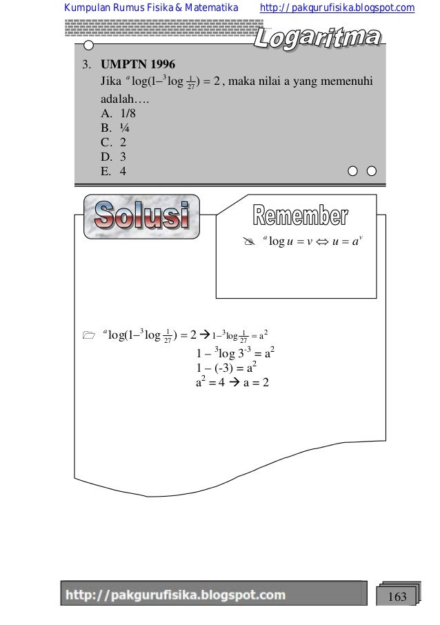 x = log27 9 Logaritma Solution Smart