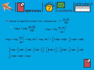 Calcular el logaritmo en base 2 de x, sabiendo que  
