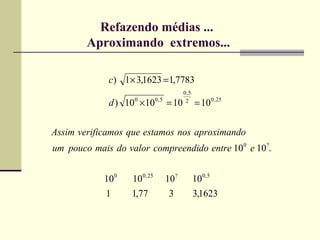 Refazendo médias ...  Aproximando  extremos... 