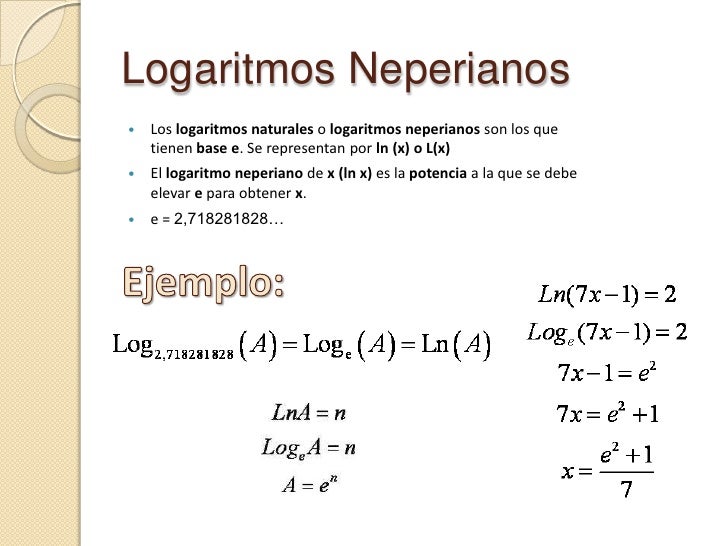 Grafica del logaritmo neperiano