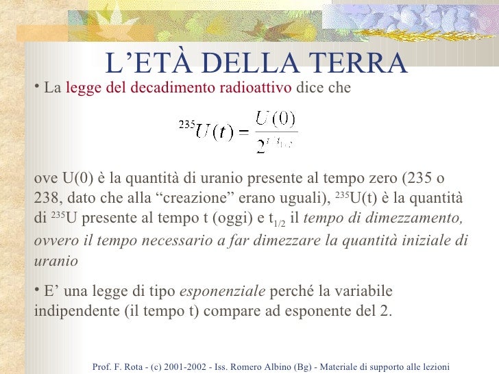 calcolare datazione radioattiva