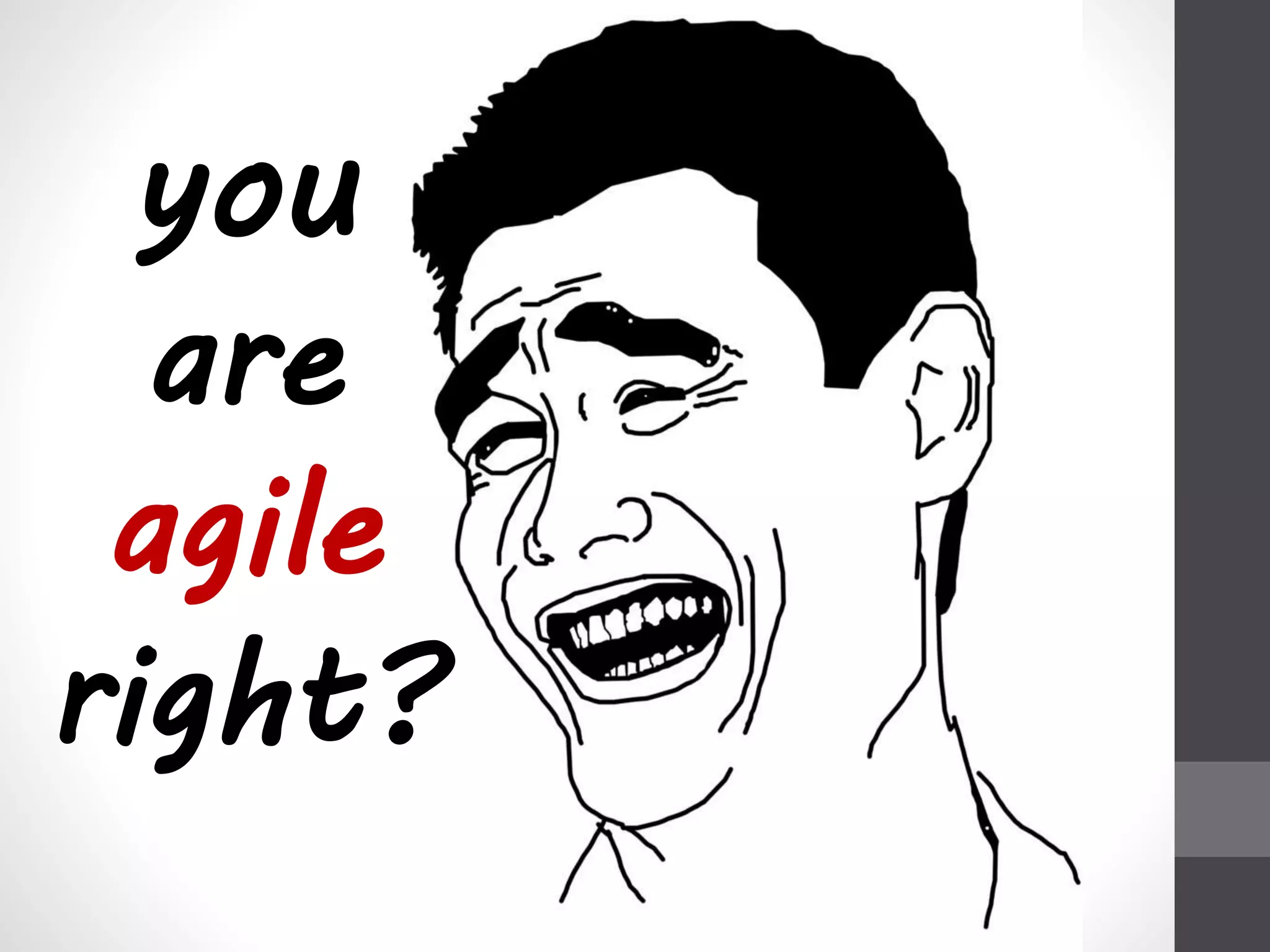 you 
are 
agile 
right? 
 