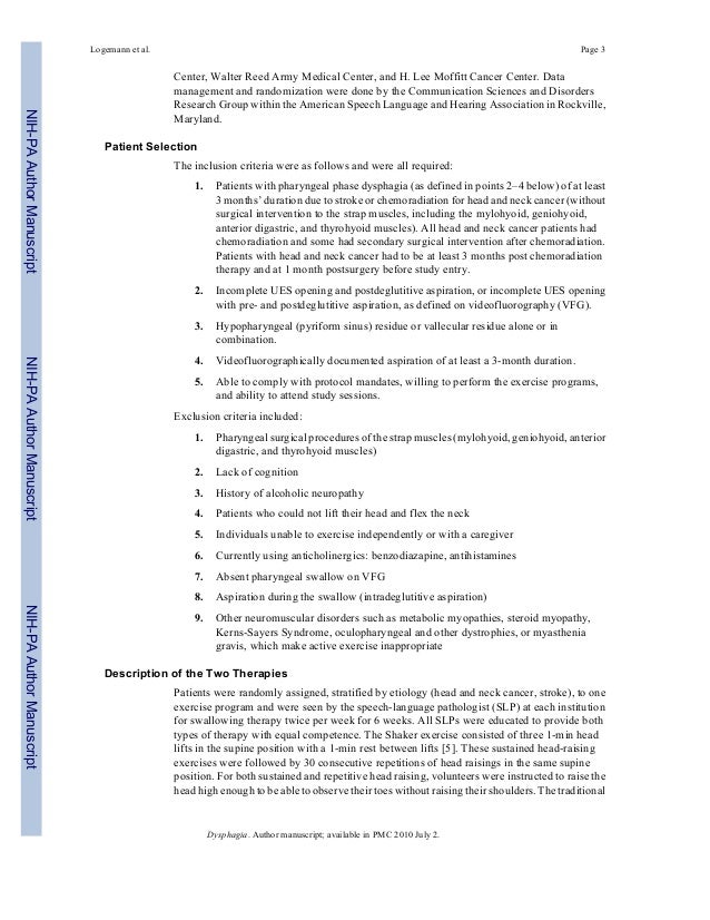 Comparison of Shaker exercise with traditional therapy