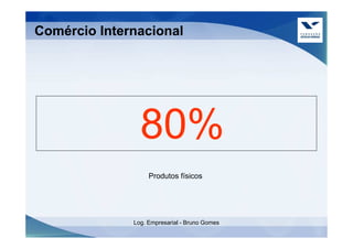 Comércio Internacional




                80%
                   Produtos físicos




              Log. Empresarial - Bruno Gomes
 
