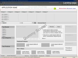 Landing page Search  in  Go  Advanced Search Sub Category 1 Sub Category 2 Sub Category 3 Sub Category 4 More > Top Brands Top Categories Top Products Brand 1 Brand 2 Brand 3 Brand 4 More > Main Promotion Articles Reviews News ,[object Object],[object Object],[object Object],Featured Products New in Store Lorem ipsum dolor sit amet,   Lorem ipsum dolor sit amet,   Lorem ipsum dolor sit amet,   Lorem ipsum dolor sit amet,   Lorem ipsum dolor sit amet,   Promotion 1 Promotion 2 Promotion 3 Promotion 4 Promotion 5 Category 1  |  Category 2  |  Category 3  |  Category 4  |  Category 5  |  Category 6  |  Category 7  Copyright  Browser Requirement About Us |  Privacy Statement  |  Security Info  |  Feedback |  Store locator Dummy Screen Welcome, Bonnie |  My Account  |  Logout 1 1 2 3 4 