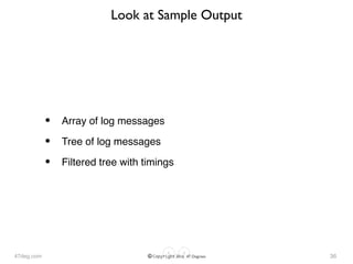 47deg.com © Copyright 2016 47 Degrees
Look at Sample Output
• Array of log messages
• Tree of log messages
• Filtered tree with timings
36
 