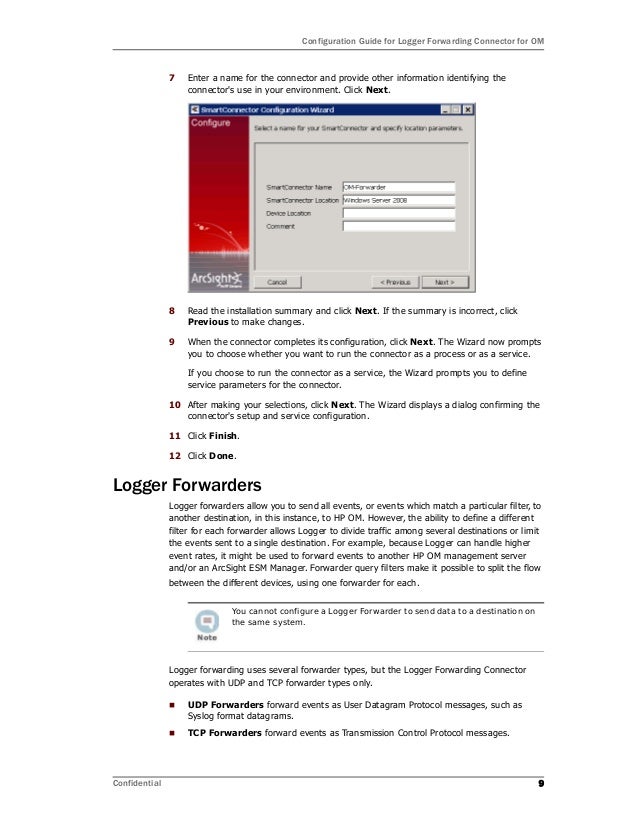 ArcSight Logger Forwarding Connector for HP OM Configuration Guide 5.…