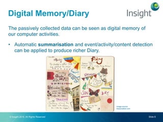 © Insight 2015. All Rights Reserved Slide 8
The passively collected data can be seen as digital memory of
our computer act...