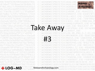 Take Away
#3
MalwareArchaeology.com
 