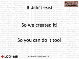 It didn’t exist
So we created it!
So you can do it too!
MalwareArchaeology.com
 