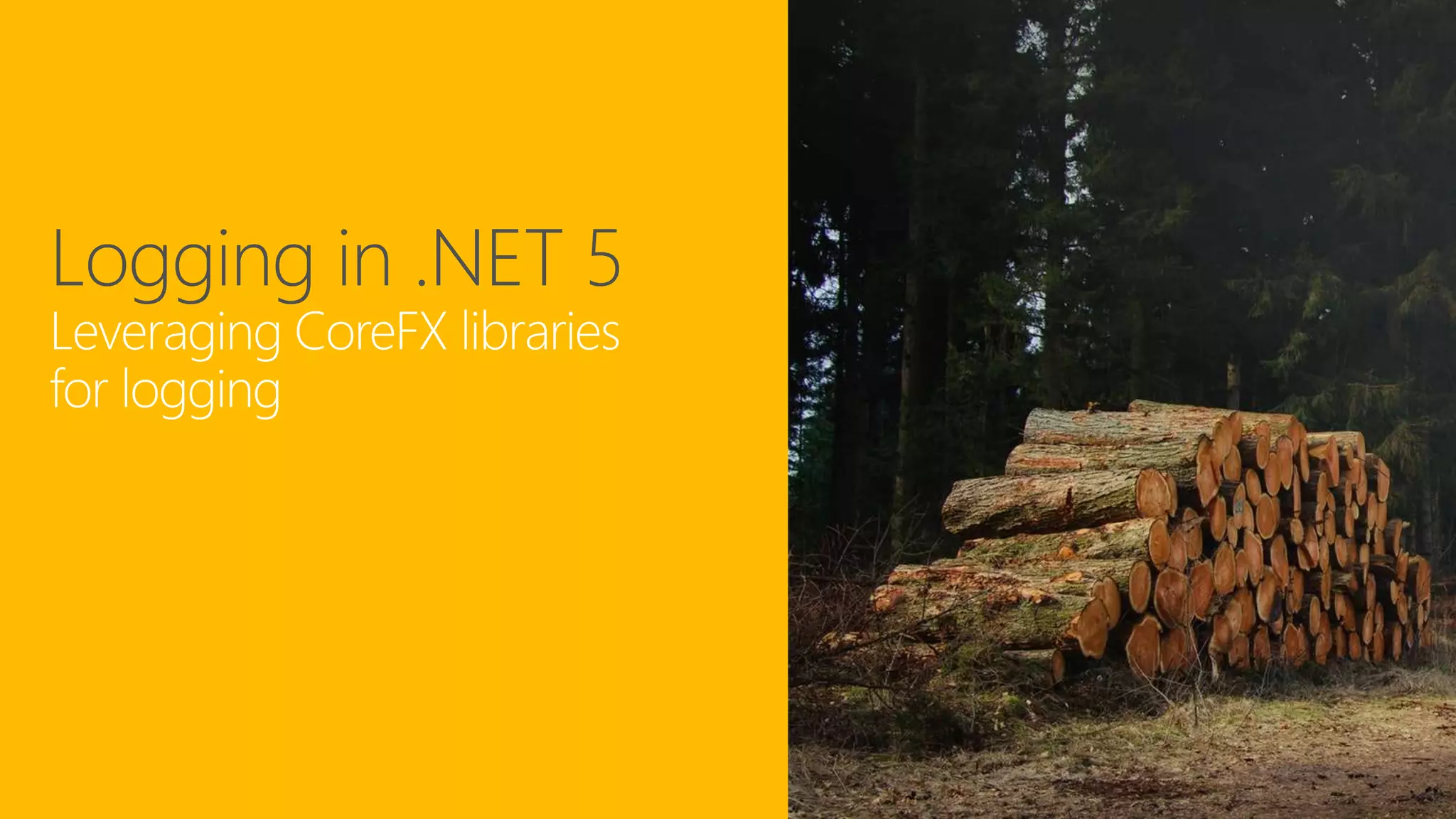 Logging in .NET 5 Leveraging CoreFX libraries for logging 