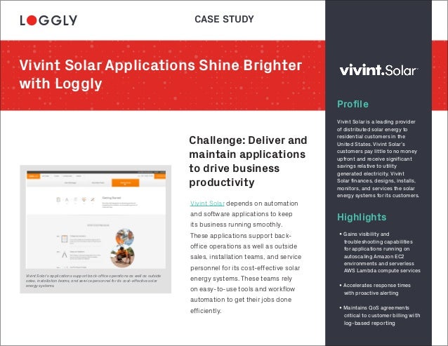 loggly case study vivint solar applications shine vivint solar customer service