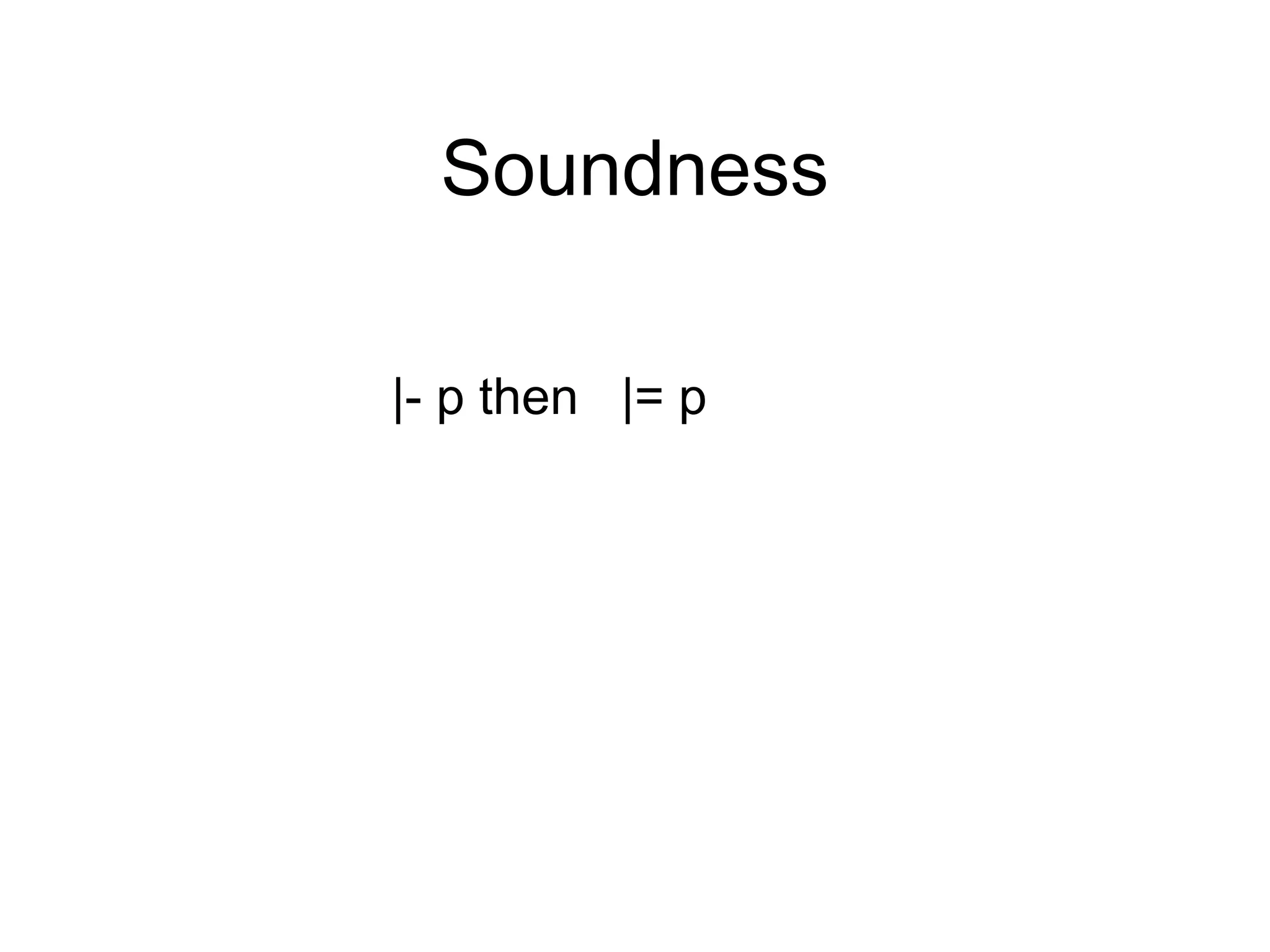 Soundness

|- p then |= p
 