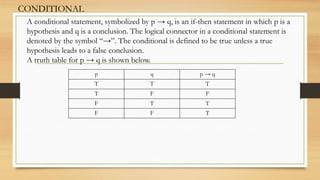 Math LOGIC topic in general mathematics subject | PPTX