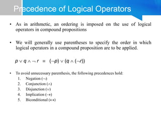 discrete mathematics precedence of logical operators | PPT