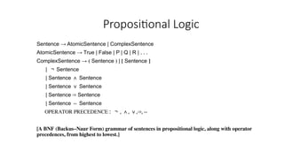 Sentence Logic Logical Agents-Artificial intelligence12 | PPTX