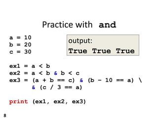 Logical and Bit Operators in python basic | PDF