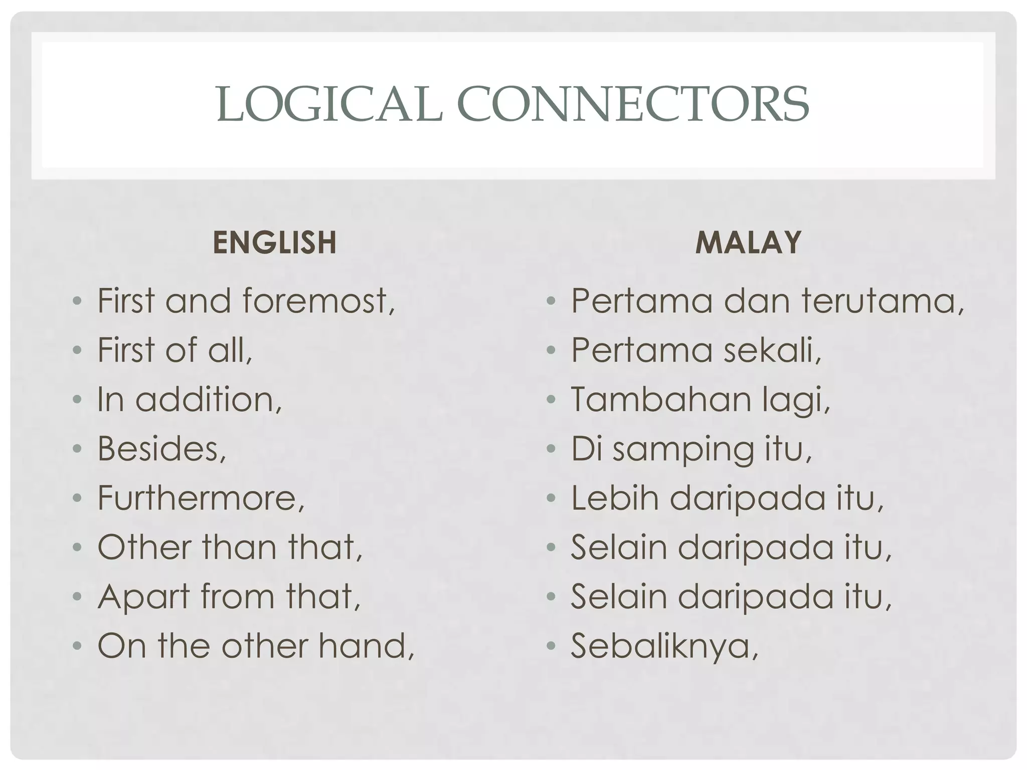 Logical Connectors | PPTX