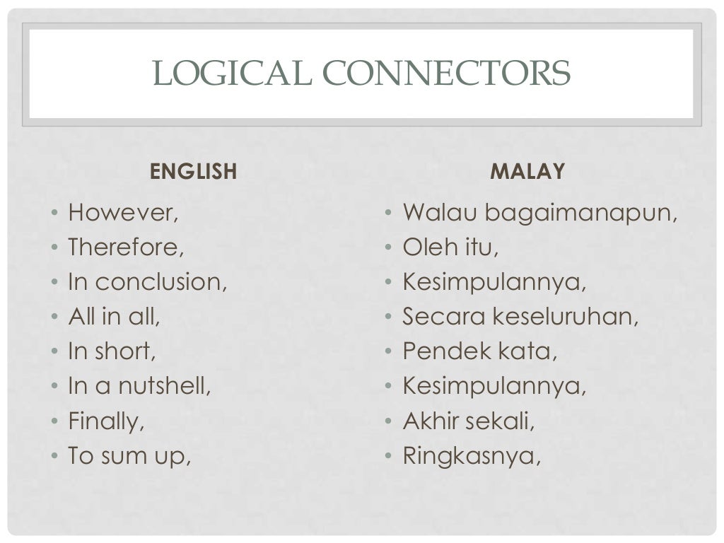  Logical Connectors 