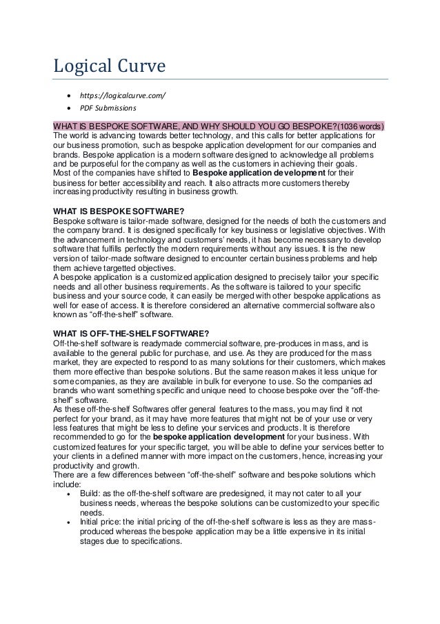 Software product development Logical curve