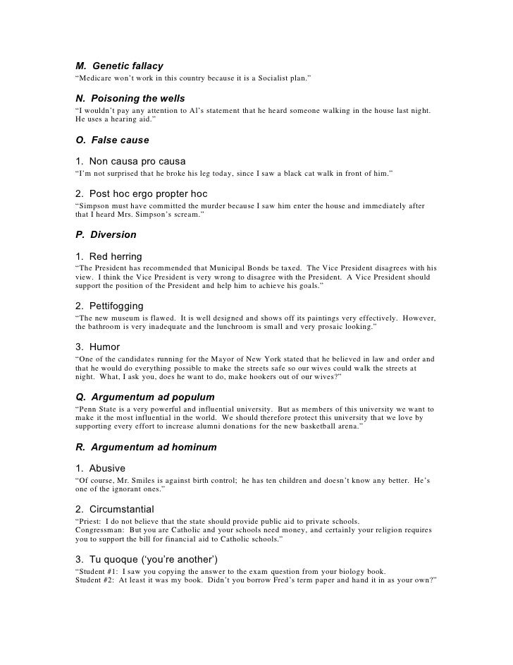 Logical Fallacies Worksheet With Answers