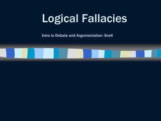 1
Logical Fallacies
Intro to Debate and Argumentation: Snell
 