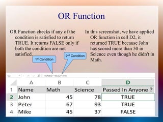 Logical functions in excel | PPT