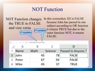 Logical functions in excel | PPT