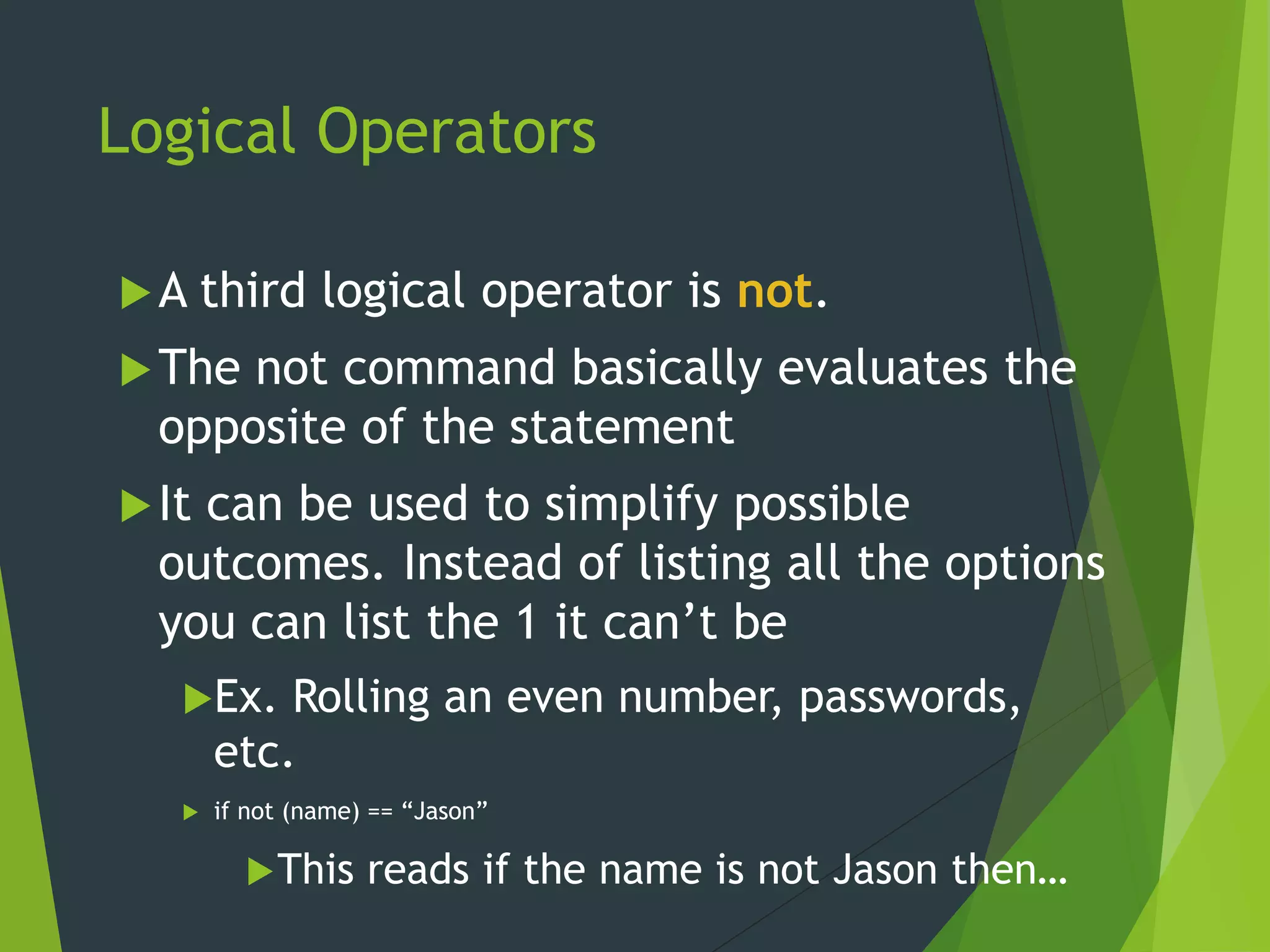 Logical Operators | PPT