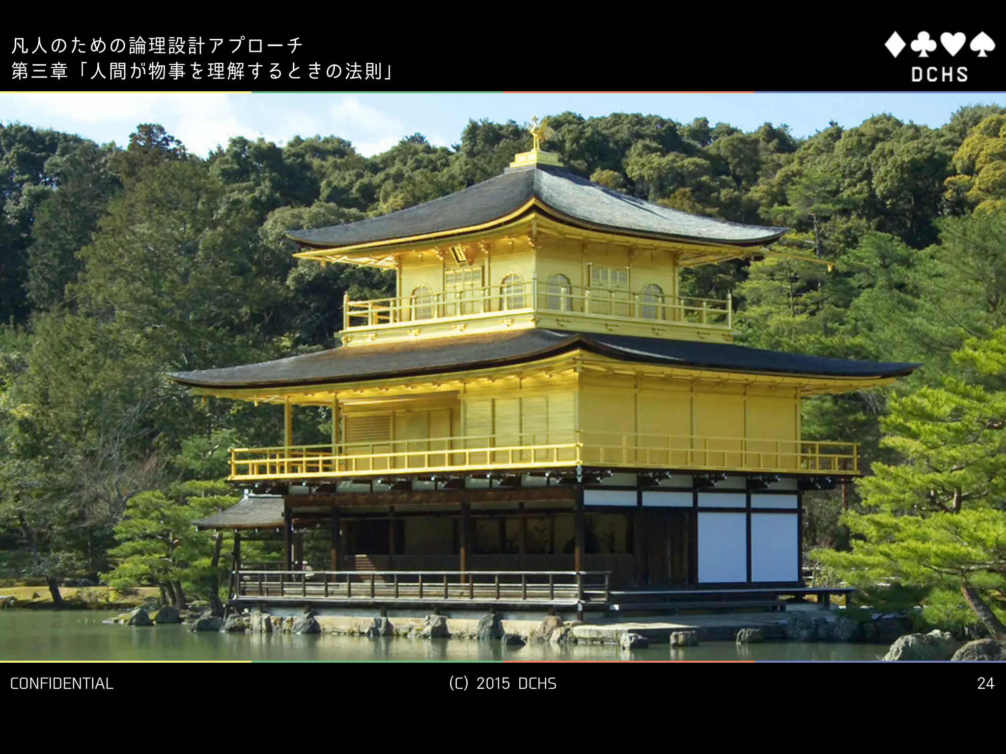 CONFIDENTIAL (C) 2015 DCHS
凡人のための論理設計アプローチ
24
第三章「人間が物事を理解するときの法則」
 