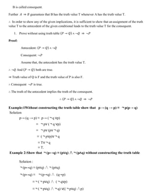 Truth Value Examples Using Or Logic and proof | PDF