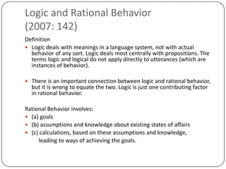 Logic and rational behavior | PPTX